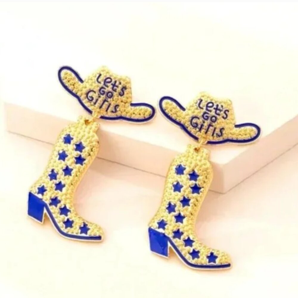 ⭐️❤️ FREE Cowboy Boots Studded Rock Nashville Country Let's Go Girls Earrings
